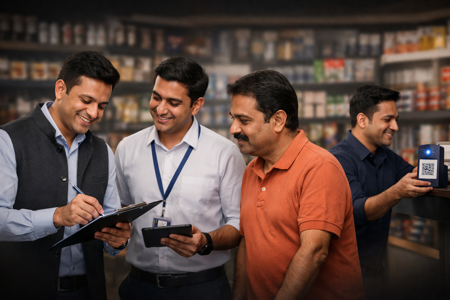 Field sales team engaging with merchants