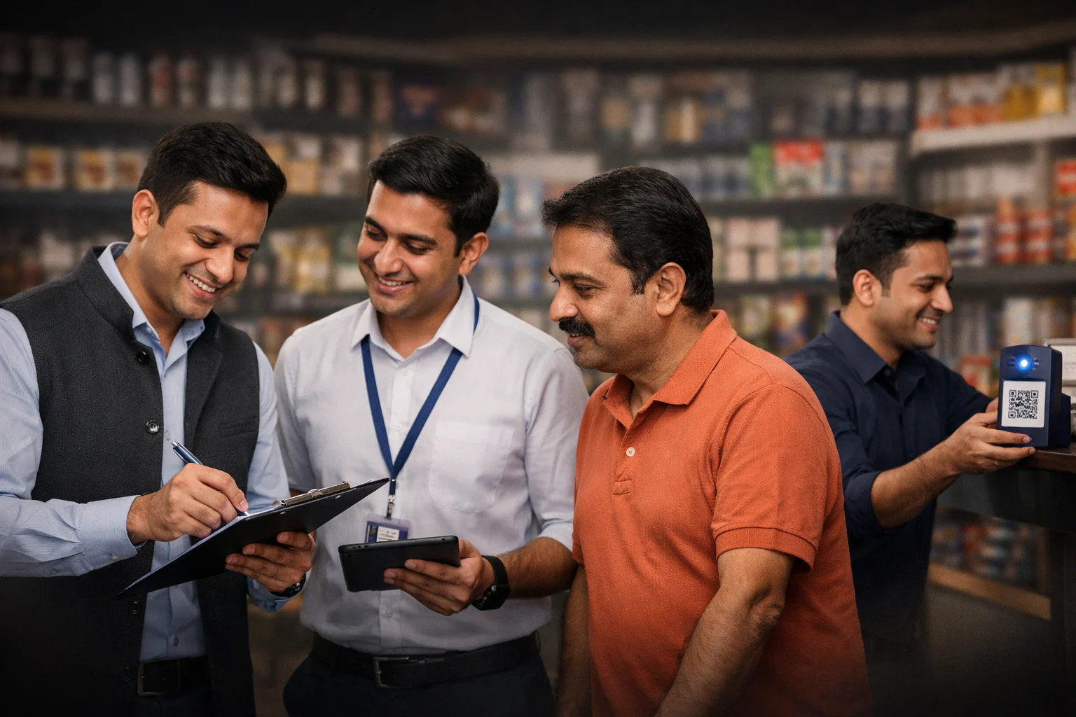 Field sales team engaging with merchants